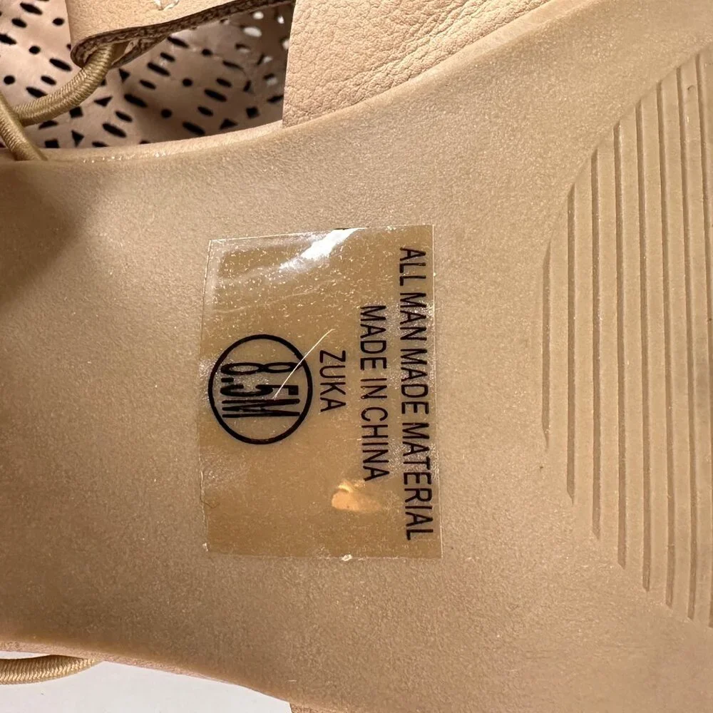 Y-Not Womens Ruuka Nubuck Block Heel Cutout Sandals Size 8.5M Tan